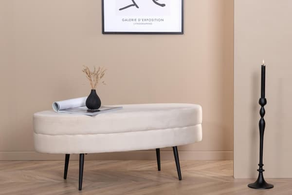 FURNLUX OTTOMAANI OTTO CREME VALKOINEN & MUSTA 100CM