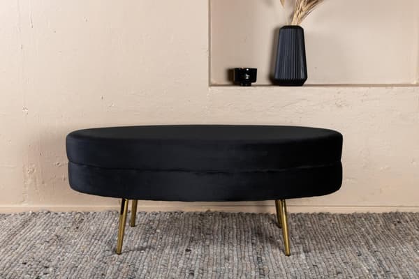 FURNLUX OTTOMAN OTTO SORT & GULD 100CM