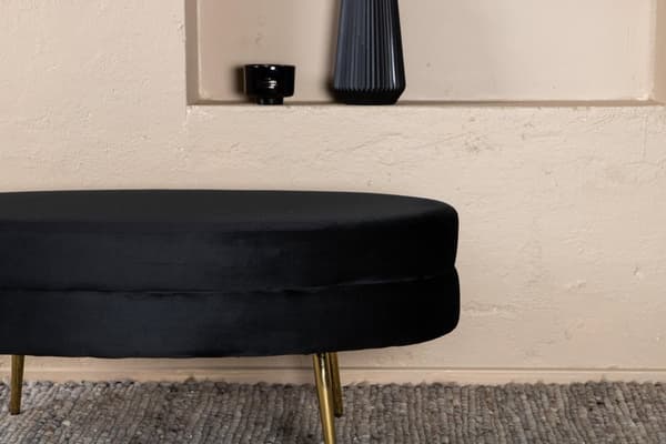 FURNLUX OTTOMAN OTTO SORT & GULD 100CM