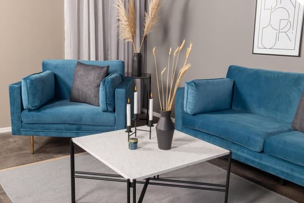 FURNLUX FÅTÖLJ BOOM BLÅ & GULD 110CM