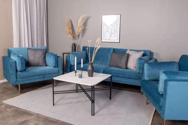 FURNLUX FÅTÖLJ BOOM BLÅ & GULD 110CM