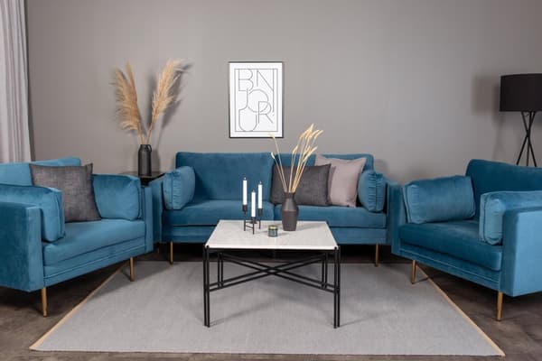 FURNLUX FÅTÖLJ BOOM BLÅ & GULD 110CM