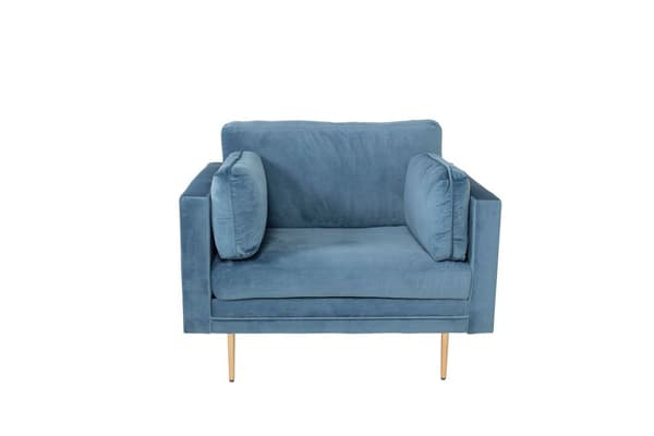FURNLUX FÅTÖLJ BOOM BLÅ & GULD 110CM