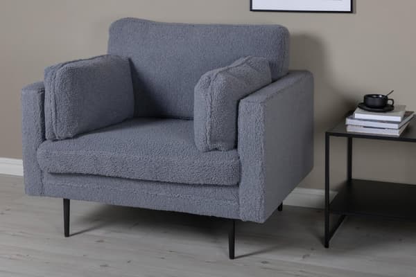 FURNLUX FÅTÖLJ BOOM GRÅ & SVART 110CM