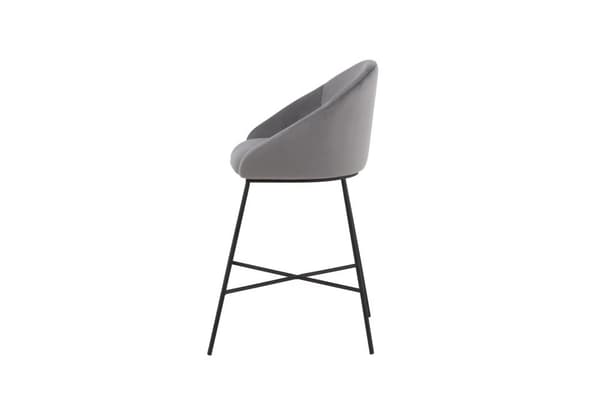 FURNLUX BARSTOL SAMMET GRÅ & SVART 59CM