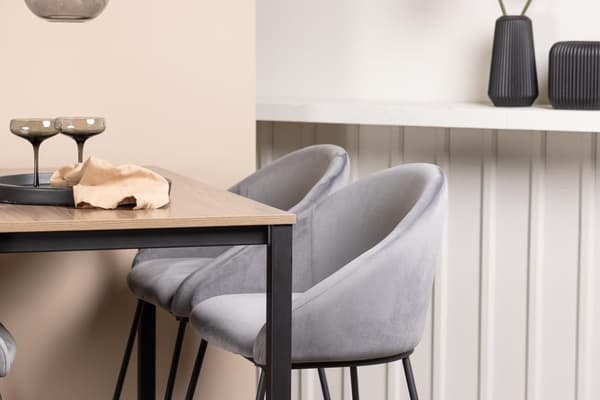 FURNLUX BARSTOL SAMMET GRÅ & SVART 59CM