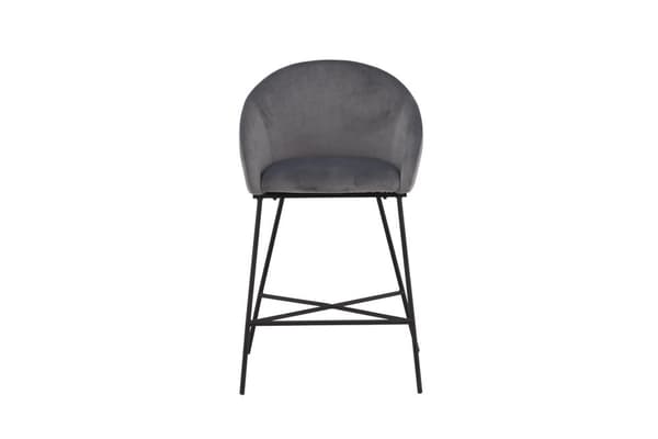 FURNLUX BARSTOL SAMMET GRÅ & SVART 59CM