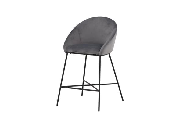 FURNLUX BARSTOL SAMMET GRÅ & SVART 59CM