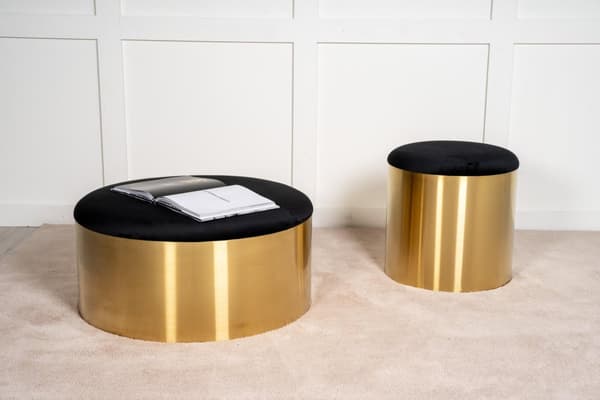 FURNLUX PUFF PUFF MUSTA & KULTA 75CM