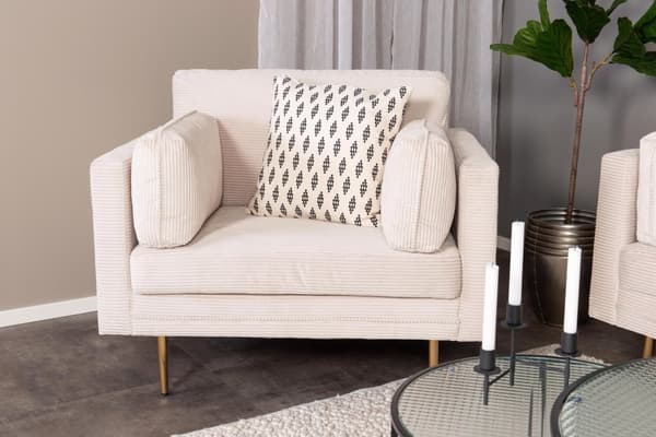 FURNLUX FÅTÖLJ BOOM CREME & GULD 110CM
