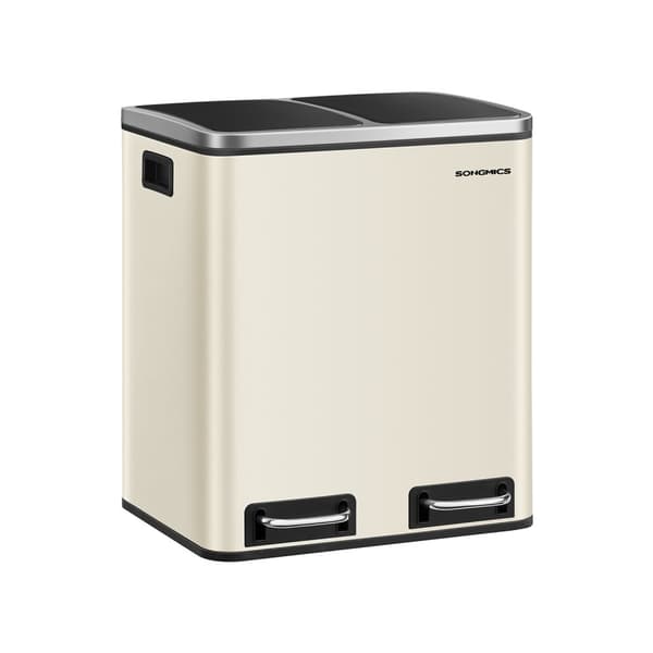 Avfallssorteringssystem 2 fack 2 x 15 L med lock sandbeige-bläcksvart