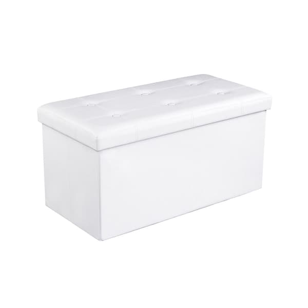 Bänk 76 cm konstläder vit