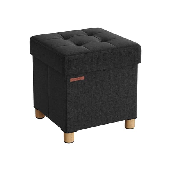 Sammenleggbar benk 38 x 38 x 40 cm med oppbevaringsplass svart