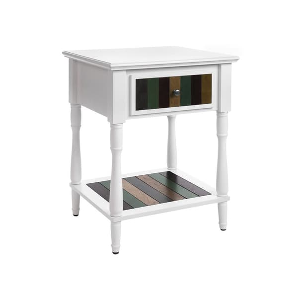 Sidebord i kolonistil med striber, hvidt