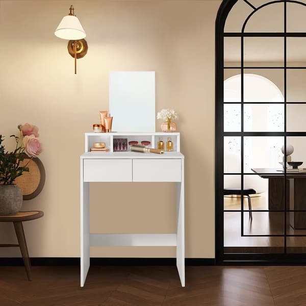 Sminkbord med stor spegel, sminkbord, 2 lådor