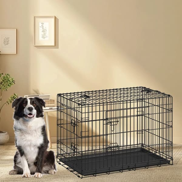 Hundebur, foldbar hundekasse med 2 døre