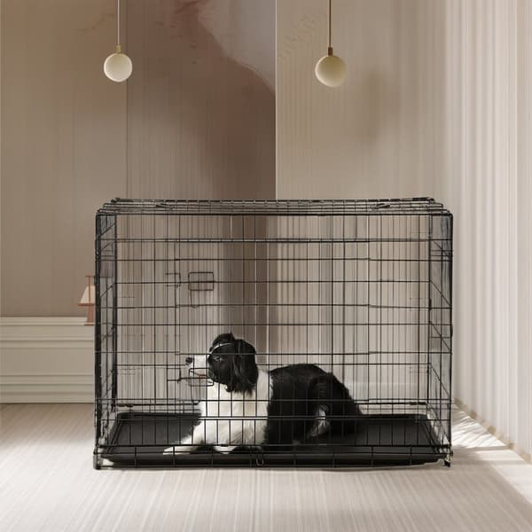 Hundebur, foldbar hundekasse med 2 døre
