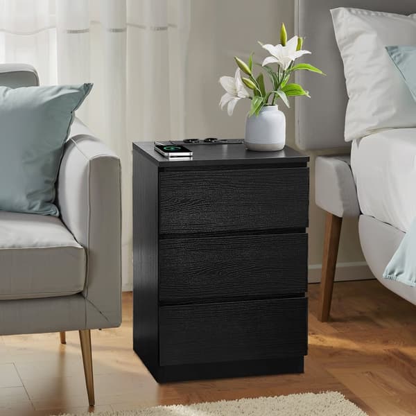 Sidebord med 3 skuffer moderne ibenholt sort