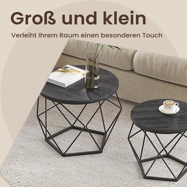Runt soffbord, set om 2, soffbord