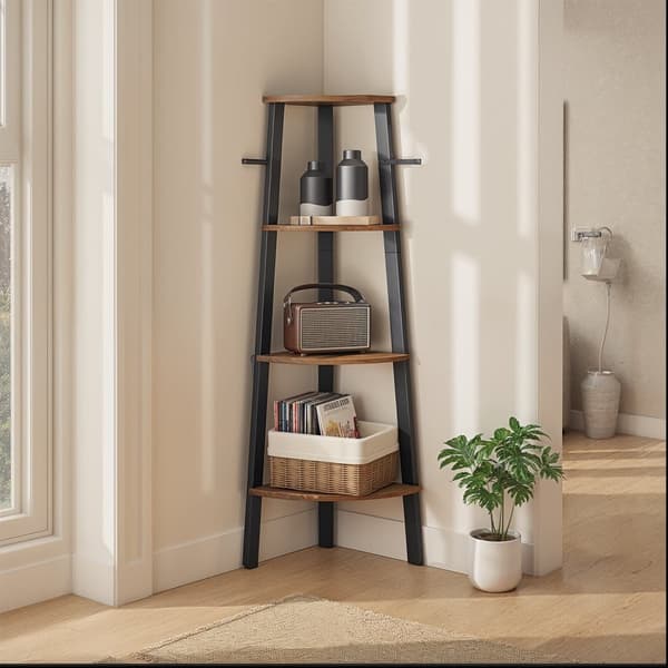 Industriell design hörnhylla med 4 hyllplan