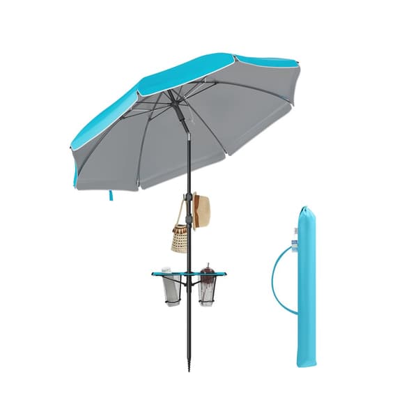Parasol 200 cm, foldbar 30° på begge sider, justerbar i højden, blå