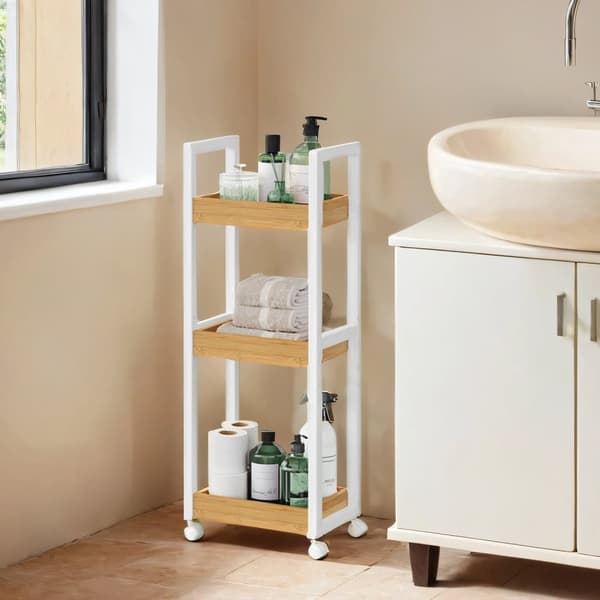 Trolley, badeværelseshylde, nichehylde bambus