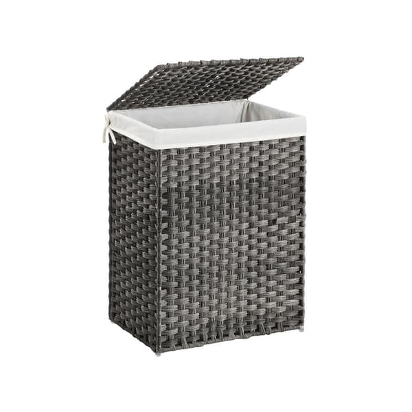 Vasketøjskurv polyrattan 90 L grå