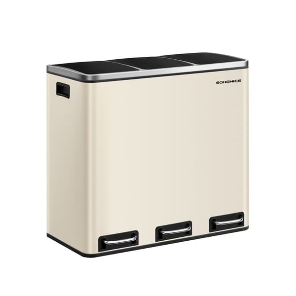 Avfallssorteringssystem 3 fack 3 x 18 L med lock sandbeige