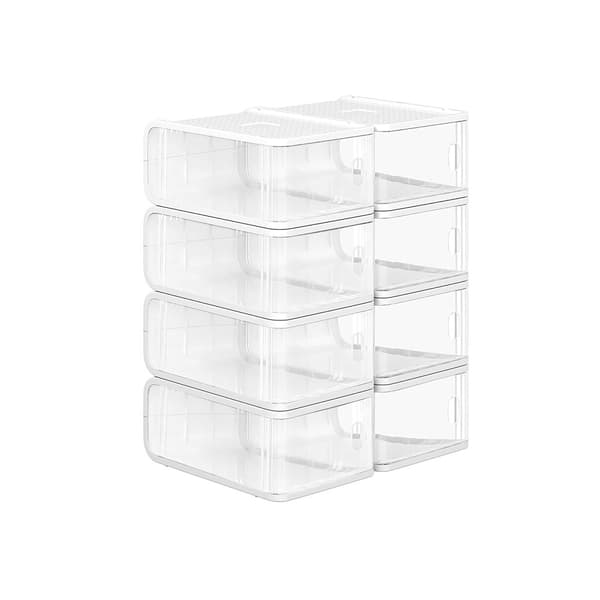 Set med 8 skokartonger i plast