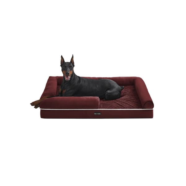 Ortopedisk hundeseng med avtakbar pute 120 x 85 x 20 cm bærrød