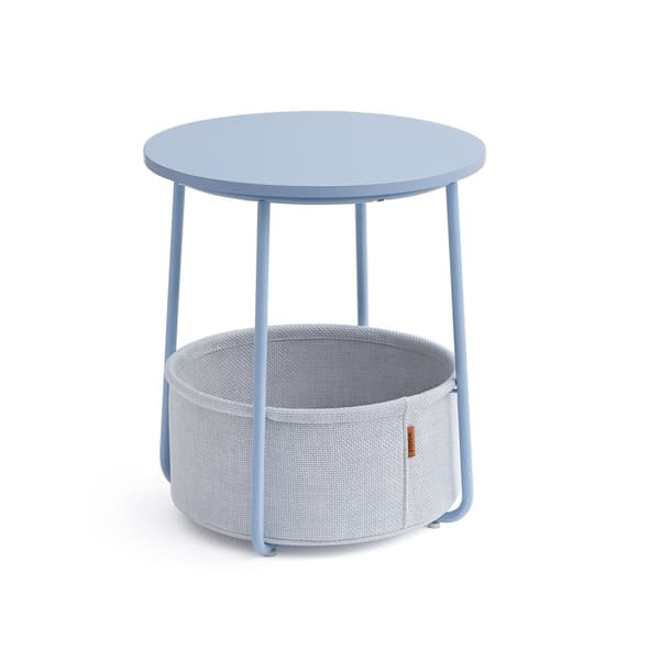 Rundt sidebord pudderblått-pastellblått