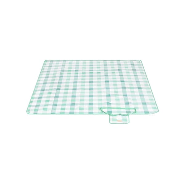 Picnictæppe 200 x 200 cm vandtæt grøn-hvid