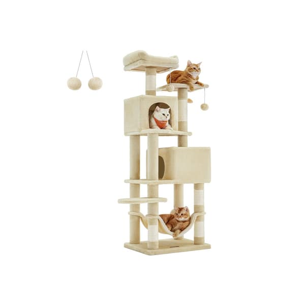 Klösträd 155 cm med plattformar och hängmatta beige