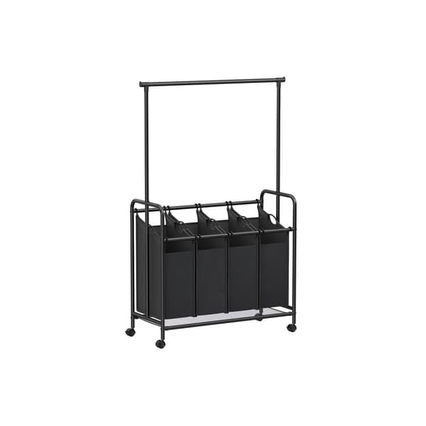 Skittentøyskurv 4 x 50 liter på hjul med avtakbar skittentøyspose svart