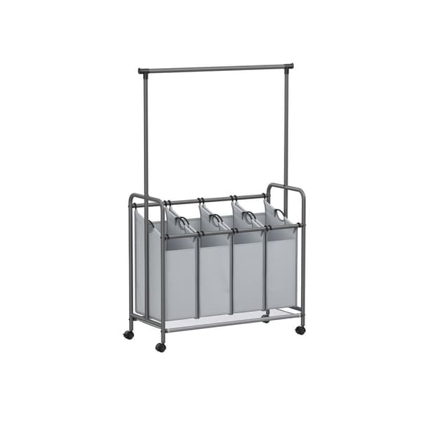 Skittentøyskurv 4 x 50 liter på hjul med avtakbar skittentøyspose grå