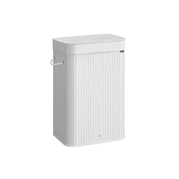 Bambus skittentøyskurv med lokk 72 liter Cloud White