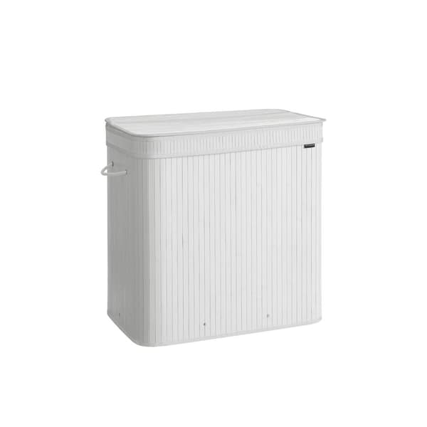 Bambus skittentøyskurv med lokk 150 liter Cloud White