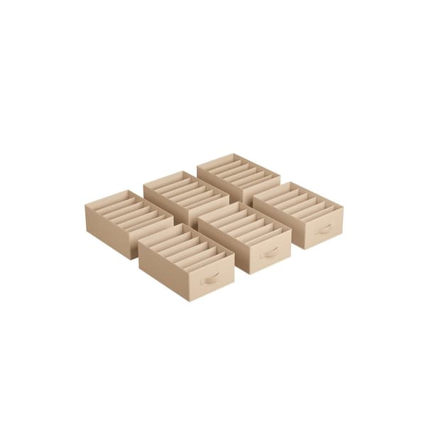Garderobeopbevaringssæt med 6, 42 x 30 x 17 cm, sandbeige