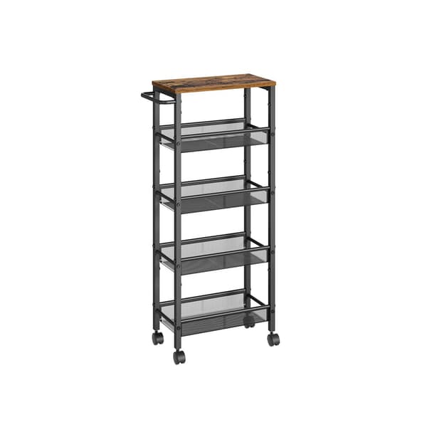 Trolley 5 niveauer smal vintage brun-sort