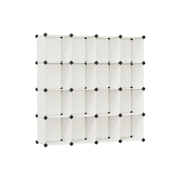 Skohylla 153 x 31 x 153 cm med 15 fack krämvit