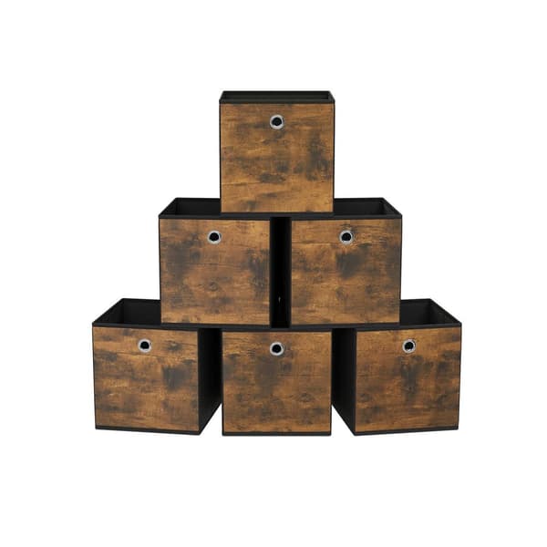 Oppbevaringsbokssett med 6 vintage brun-svart