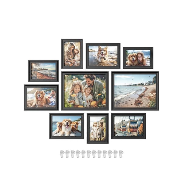 Fotoramme 16 passepartouts hengende glass ask svart