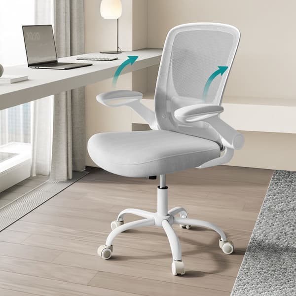 Ergonomisk kontorstol med netting og 53 cm sete, lys grå
