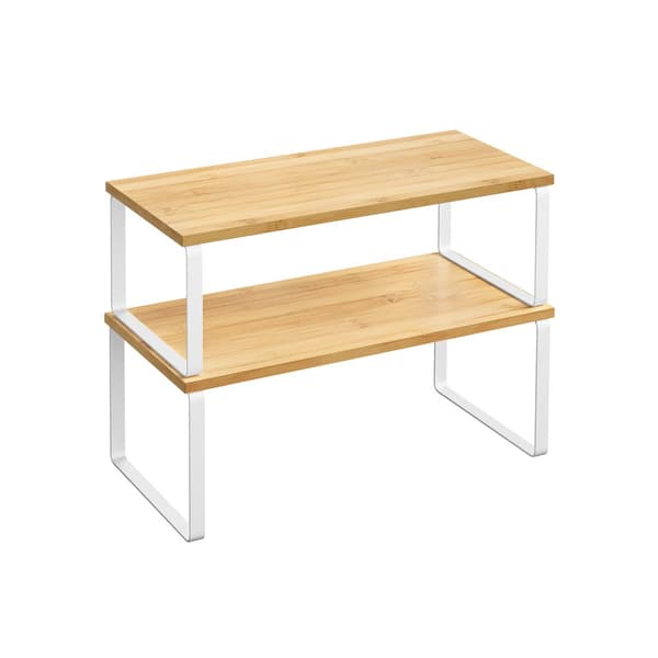 Kjøkkenorganisatorsett med 2 utvidbare, stabelbare, skyhvit-naturbeige