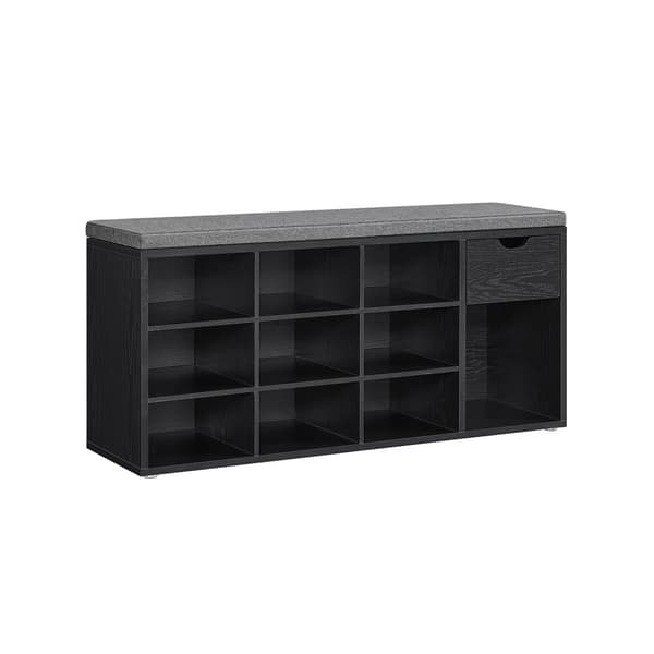 Skobenk med skuff 30 x 104 x 48 cm ibenholt svart-skifergrå