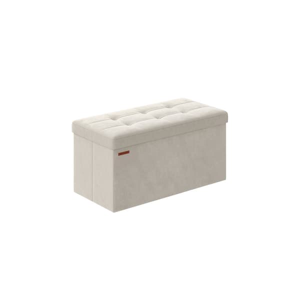 Benk med oppbevaring i fløyel 38 x 76 x 38 cm