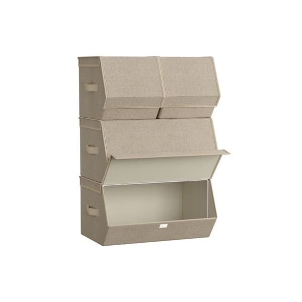 Oppbevaringsboks med lokk og magnetisk lukking sandbeige