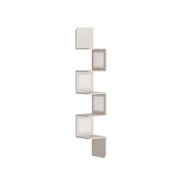 Hjørnehylde med 5 niveauer i zigzag-form havrefarvet beige