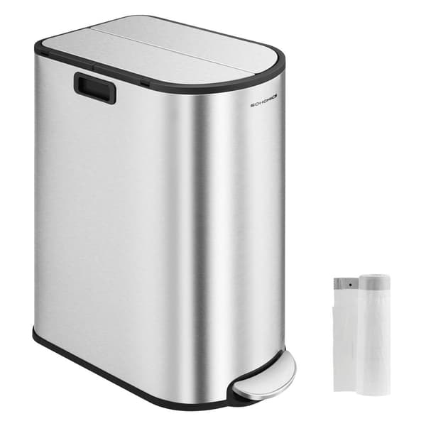 Avfallssorteringssystem med 2 fack metallic silver