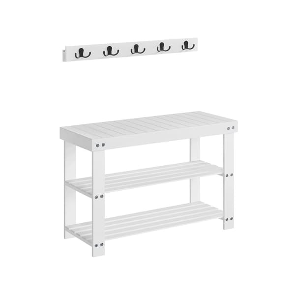Skobenk veggskapsett laget av bambus Cloud White